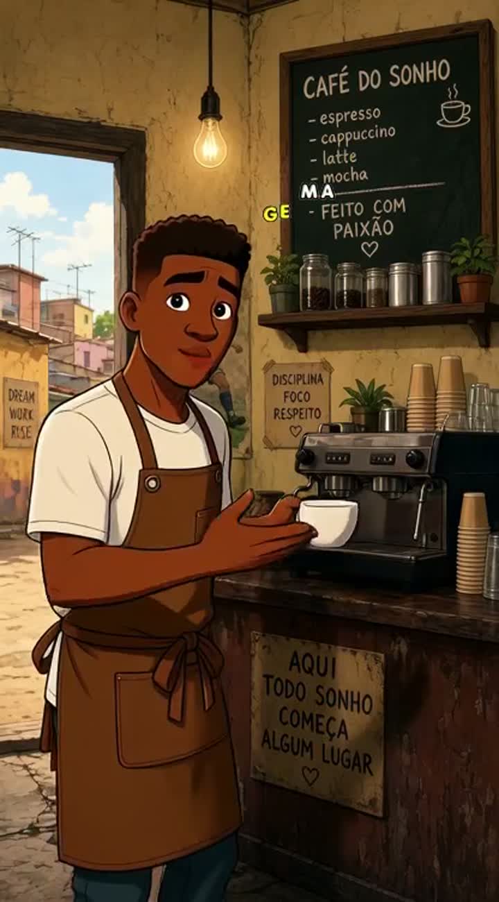 A less privileged boy who grew up loving and very good with soccer… — AI cartoon