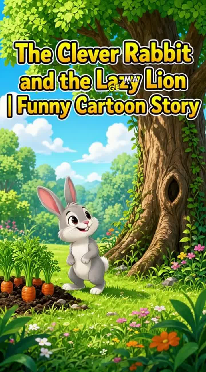 The Clever Rabbit and the Lazy Lion — AI cartoon