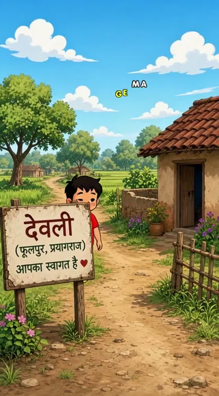 Prayagraj ke phoolpur naam a chhote se gaon devli mein tuntuna… — AI cartoon