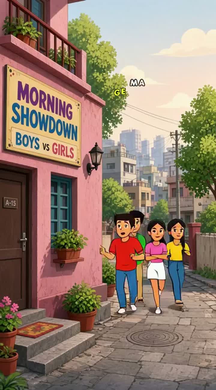 Funny animated cartoon about Boys vs Girls in everyday Indian life — AI cartoon