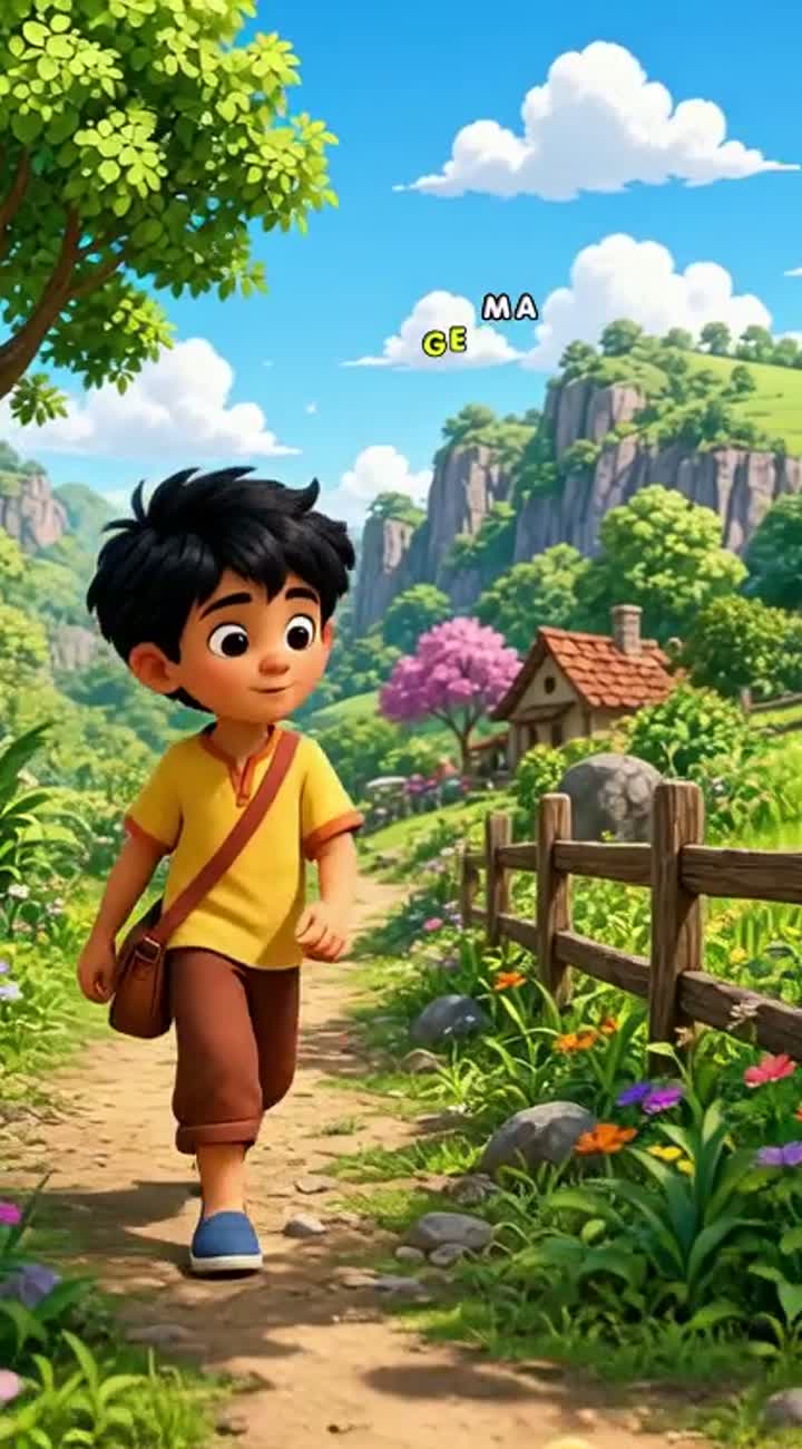 Tinku finds a magical shoe that gives him the power to fly — AI cartoon