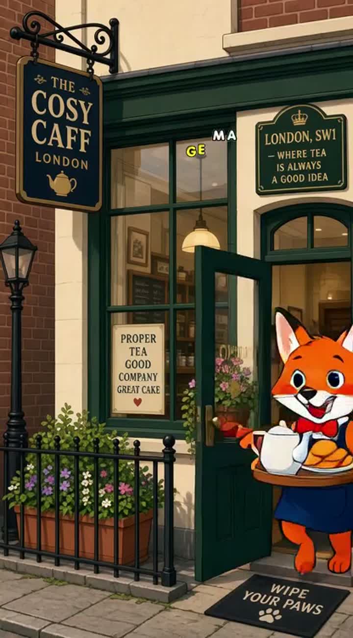 The Fox Who Tried to Be a Waiter — AI cartoon