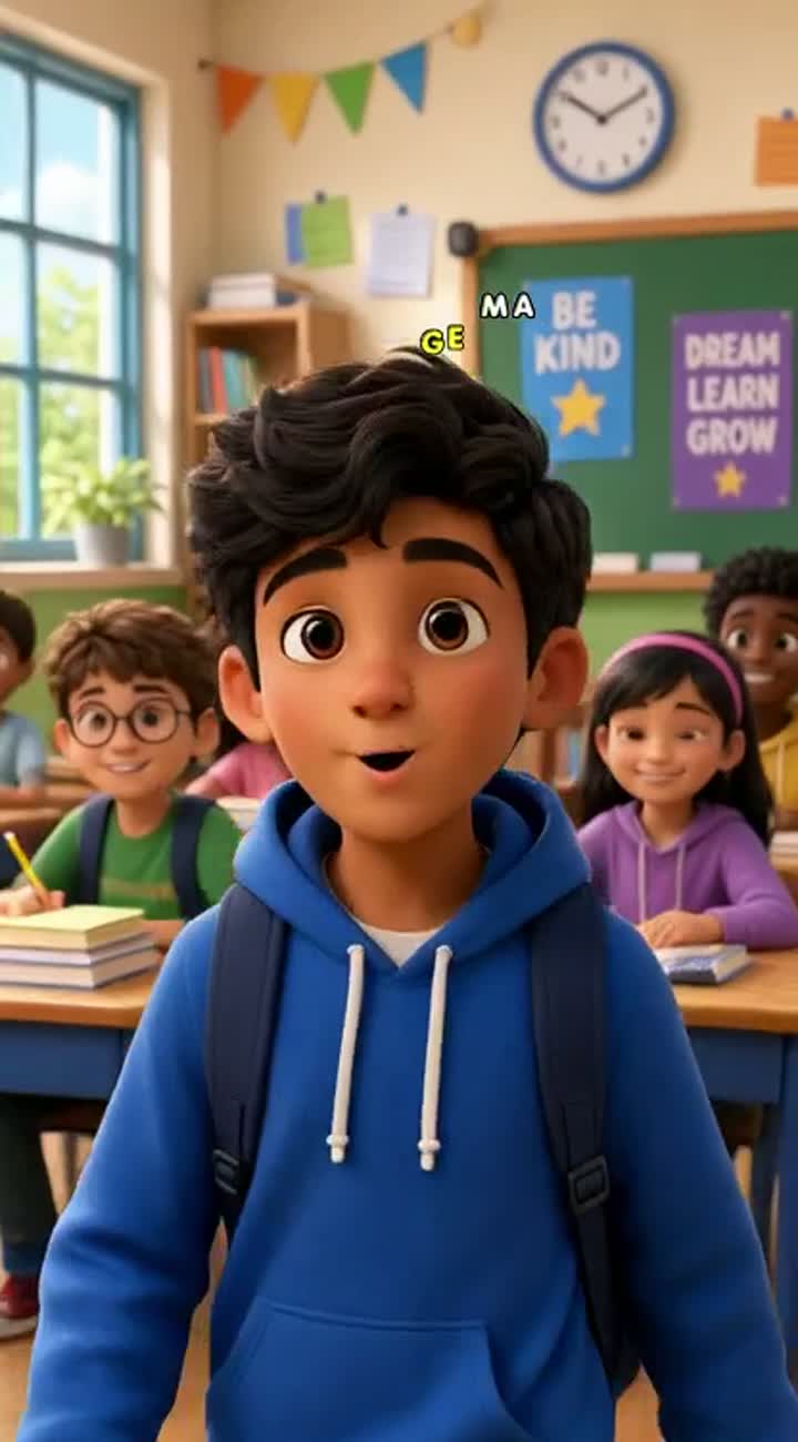 High-quality 3D cartoon animated campaign video about a schoolboy… — AI cartoon
