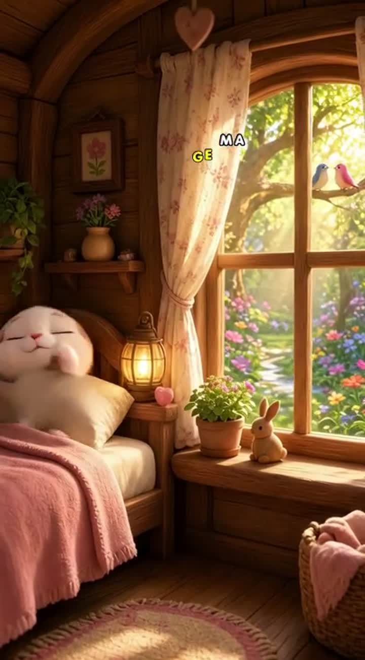 Benny is a cute little white bunny with big blue eyes… — AI cartoon
