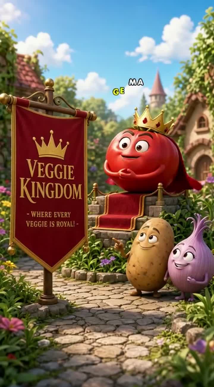Tomato Becomes the King of Vegetables — AI cartoon