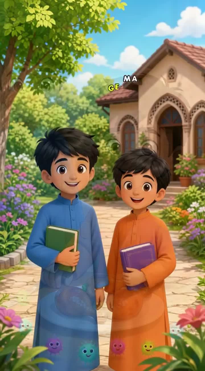 Expressive characters and bright, cheerful lighting — AI cartoon