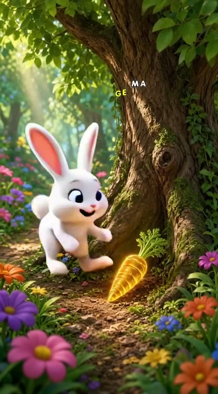 In a beautiful forest filled with lush green trees and colourful… — AI cartoon
