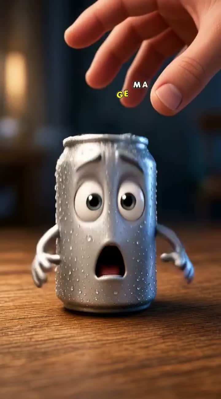 A funny 3D animated cartoon of a cold aluminum soda can… — AI cartoon
