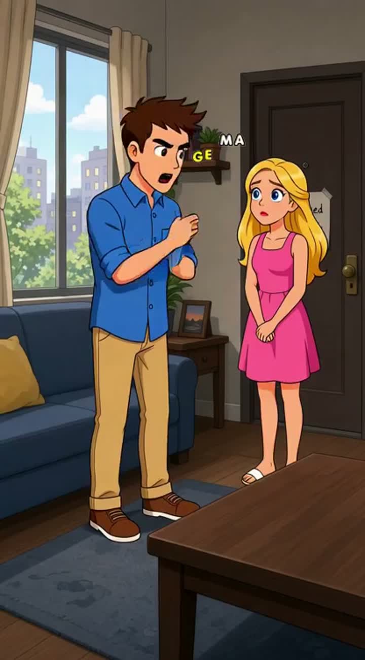 A cartoon man breaking up with his girlfriend and ignoring… — AI cartoon