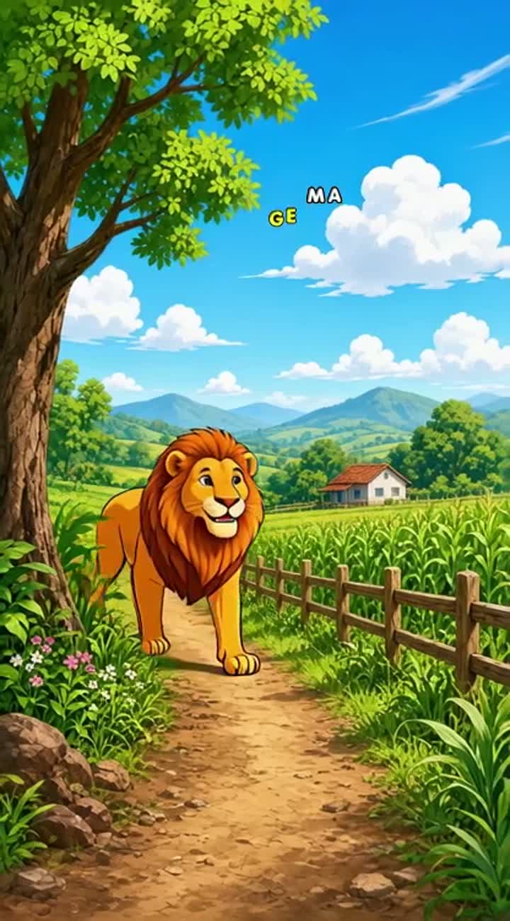 Sher aur Kisan bola kahani Animated cartoon with smooth animation… — AI cartoon