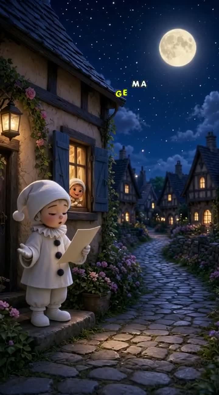 Short, continuous 3D animated shot in a magical fairy-tale village… — AI cartoon