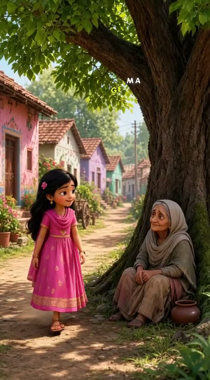 A beautiful 3D animated Indian village girl named Meera… — AI cartoon