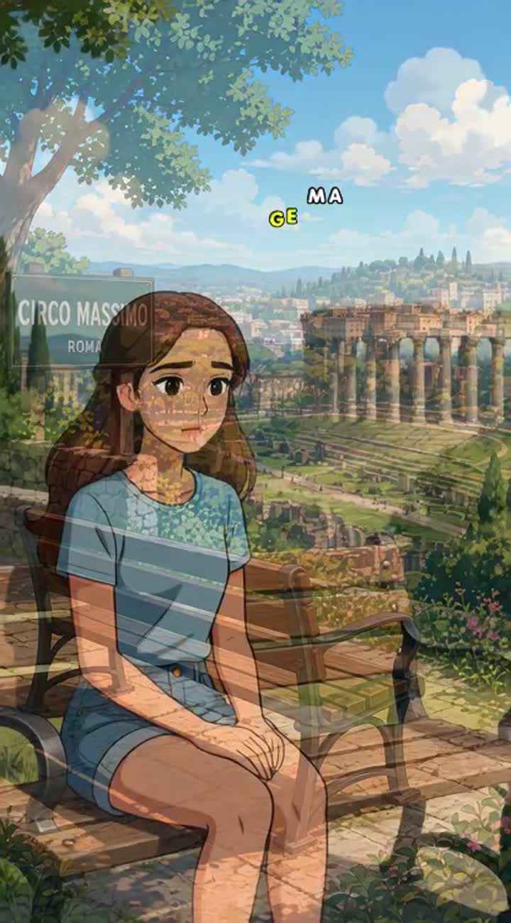 Sofia è arrivata a Roma per andare a trovare sua mamma e cercare… — AI cartoon