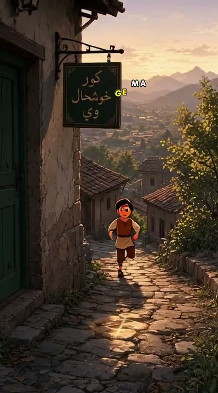A continuous short animated sequence follows 18-year-old Ahmad… — AI cartoon