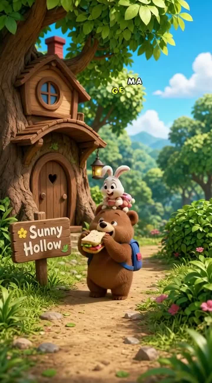 Benny Bear is a chubby brown bear with big eyes — AI cartoon