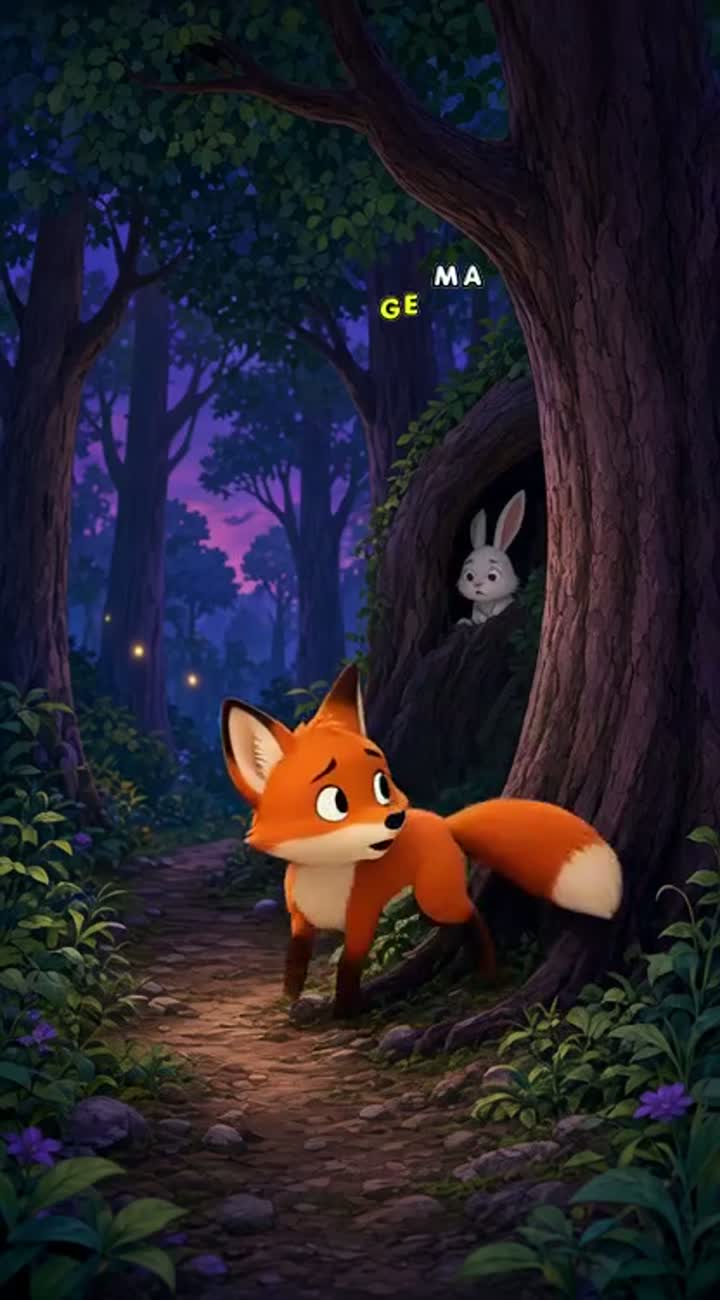 Le petit renard et la forêt magique — AI cartoon