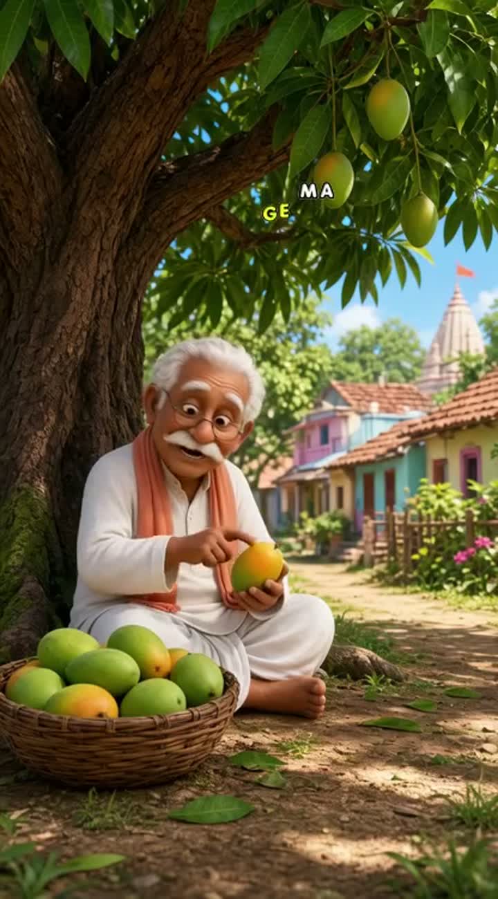 Funny 3D cartoon video set in an Indian village — AI cartoon