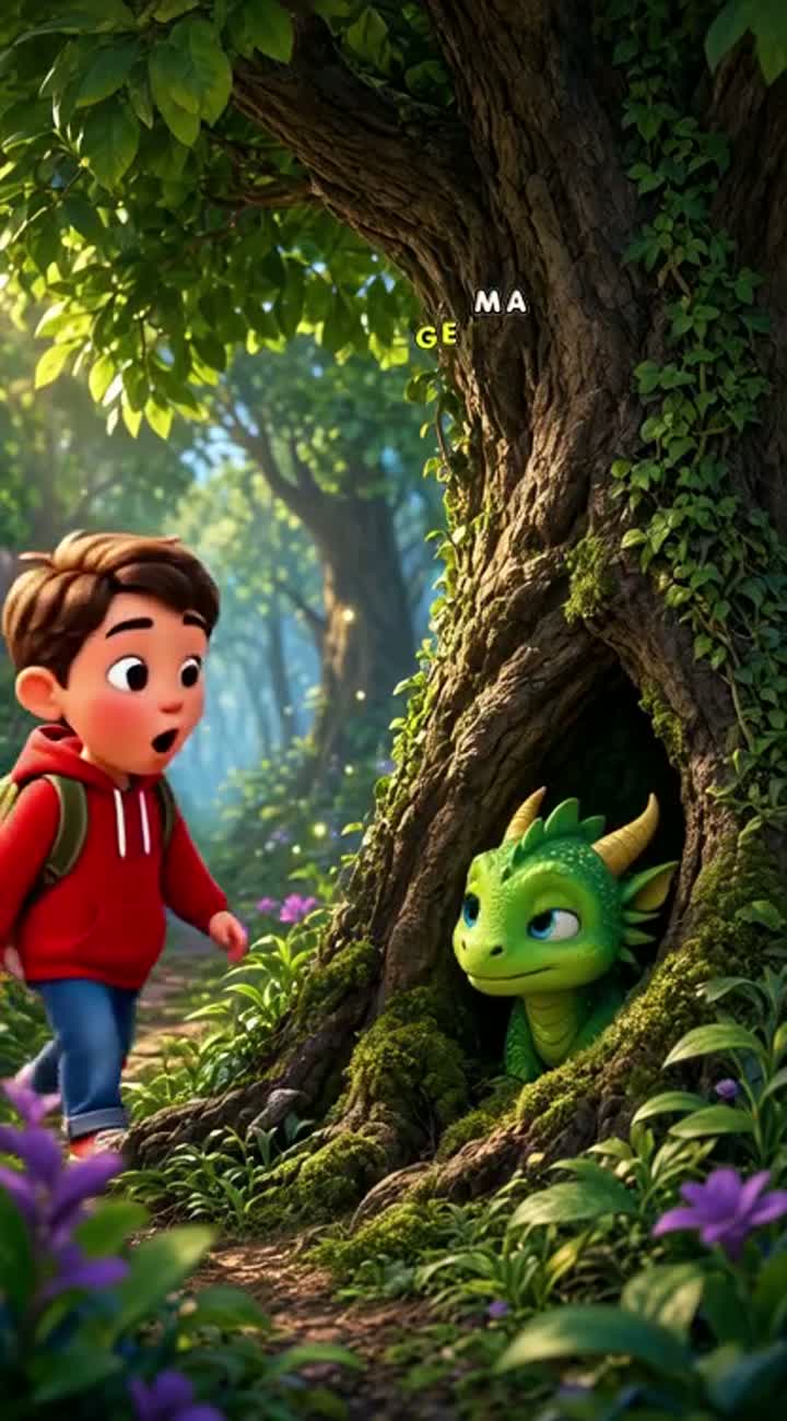 The Boy Who Found a Baby Dragon — AI cartoon