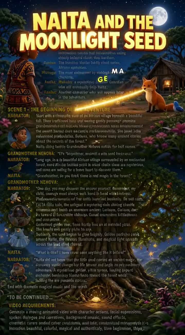 NAITA AND THE MOONLIGHT SEED — AI cartoon