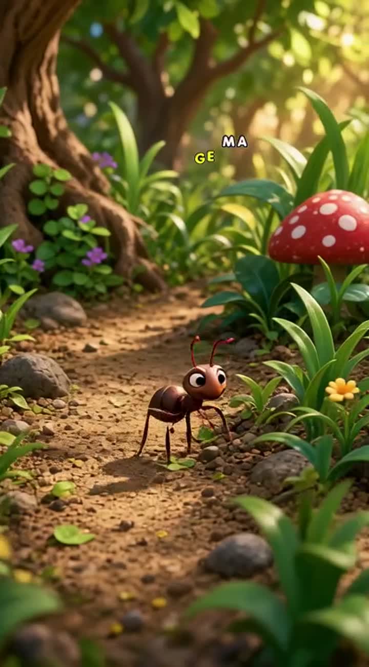An ant and a grasshopper as the main characters in a short… — AI cartoon
