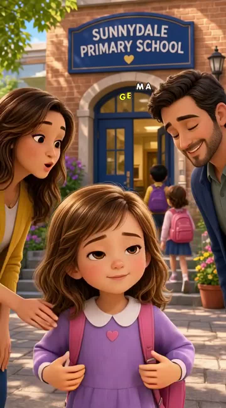 A 4 years old girl with light brown dark golden color hair.. — AI cartoon