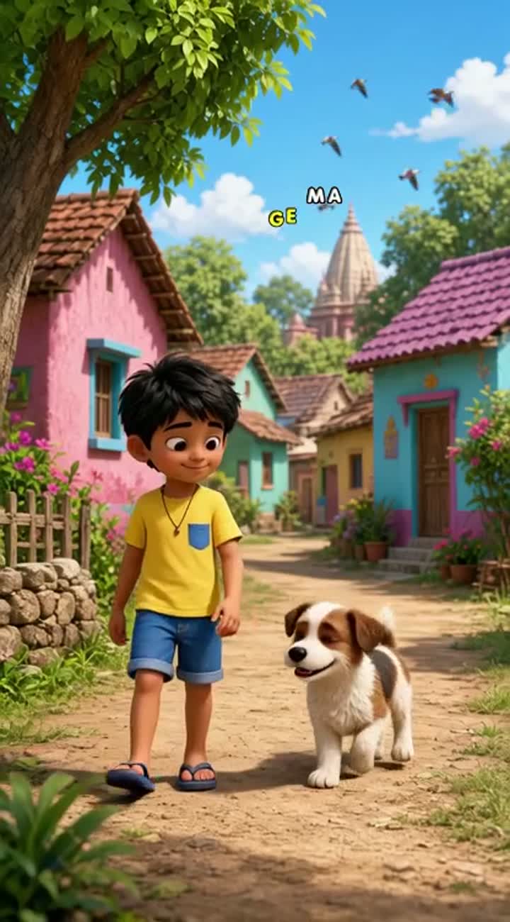 A cute little Indian village boy named Chintu… — AI cartoon