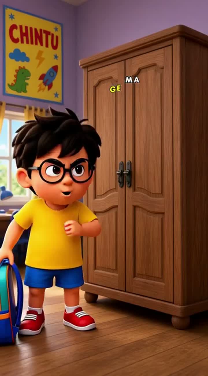 Original funny 3D cartoon for YouTube Shorts in vertical 9:16 format — AI cartoon