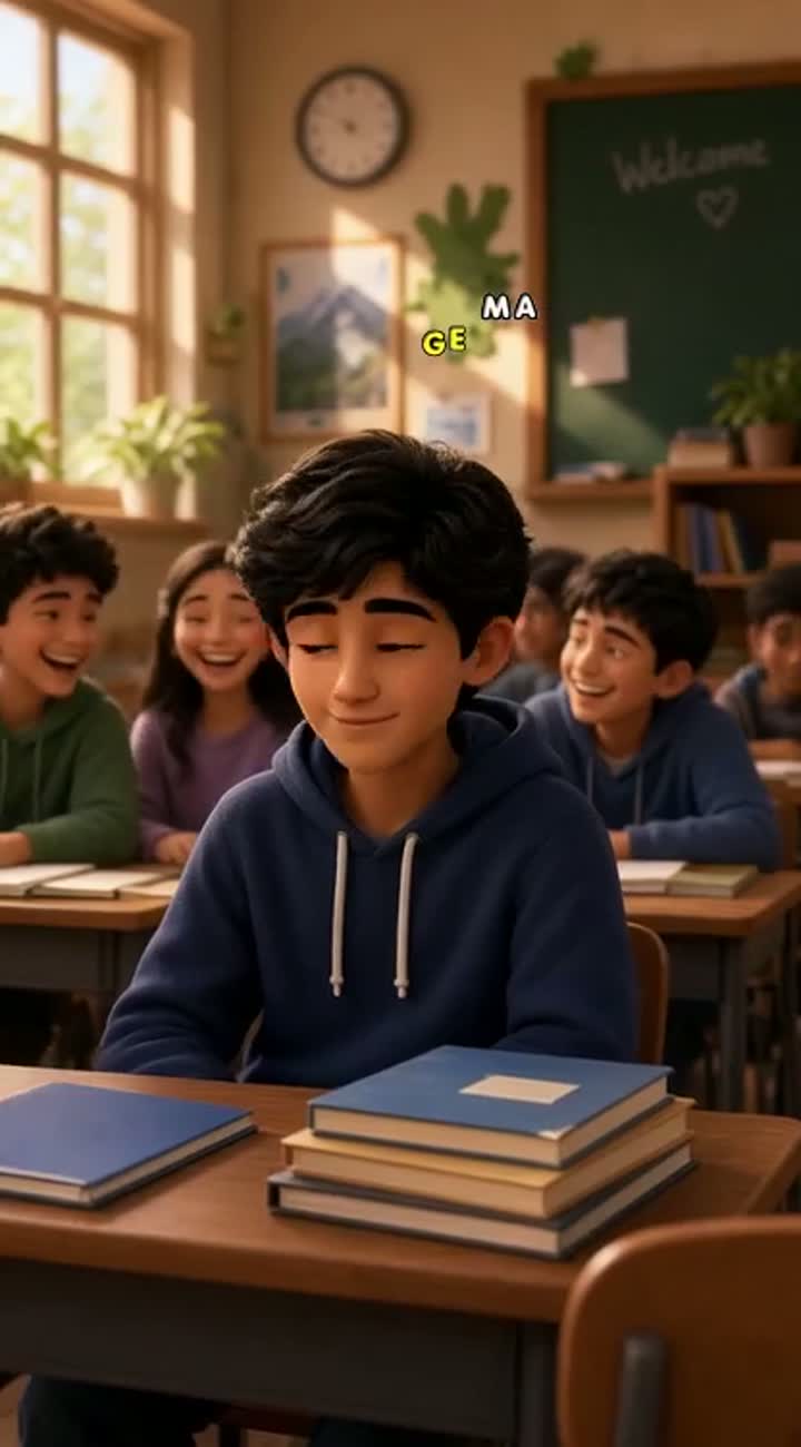 Beautiful romantic 3D animated cartoon about how a boy named Alim… — AI cartoon