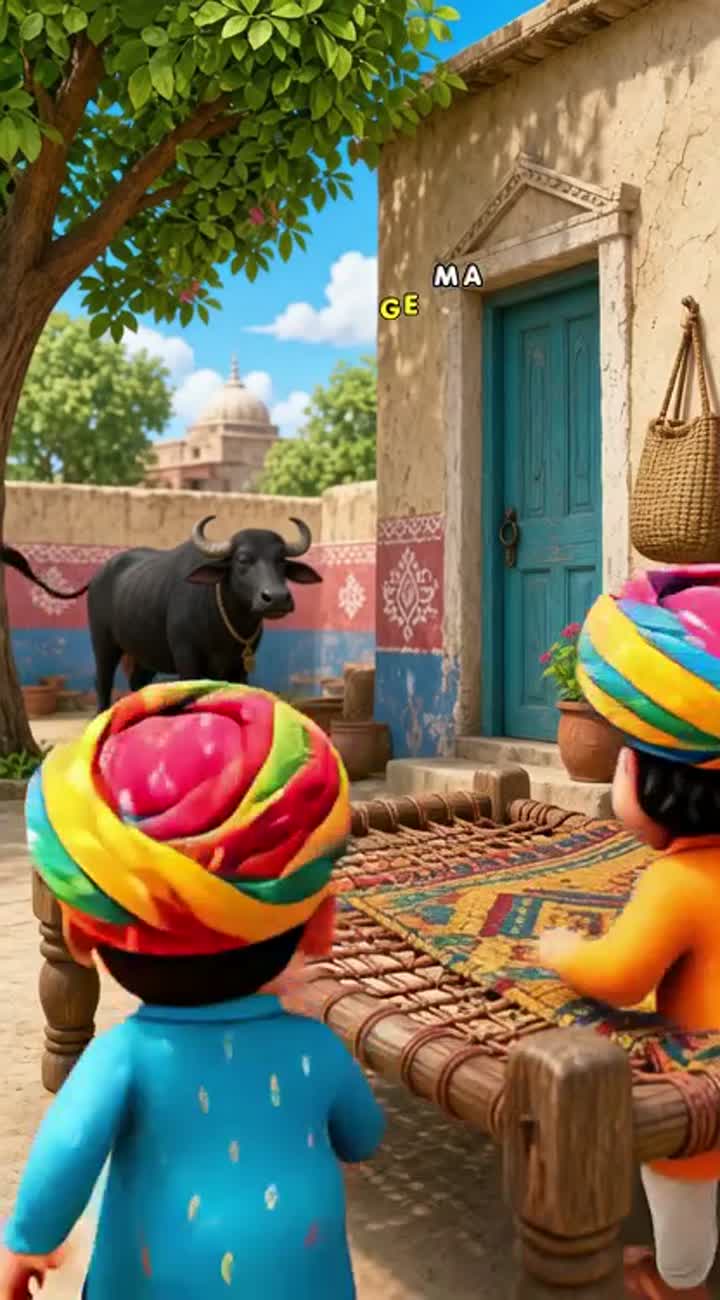 Punjabi village comedy cartoon, vertical 9:16, — AI cartoon