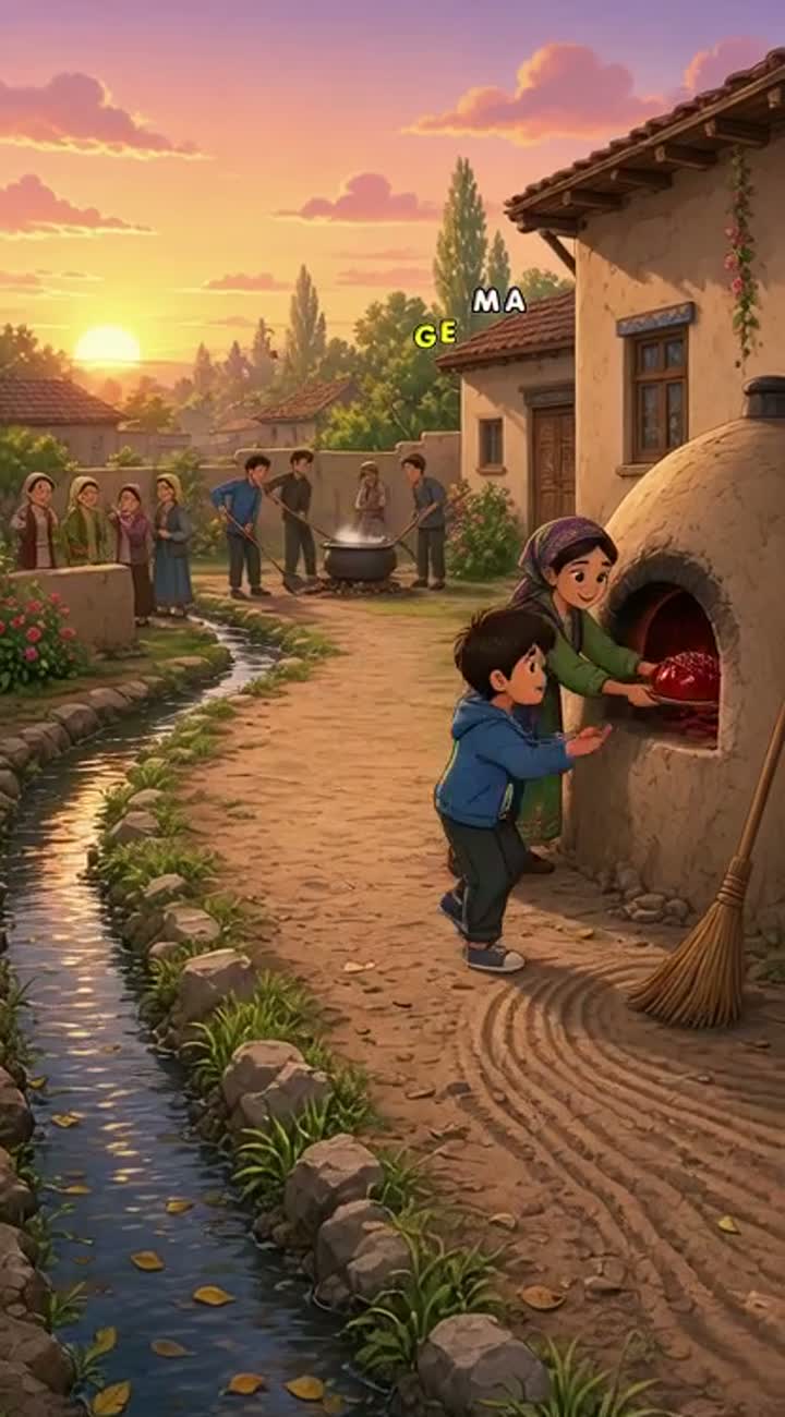 A beautiful neighborhood at sunrise — AI cartoon