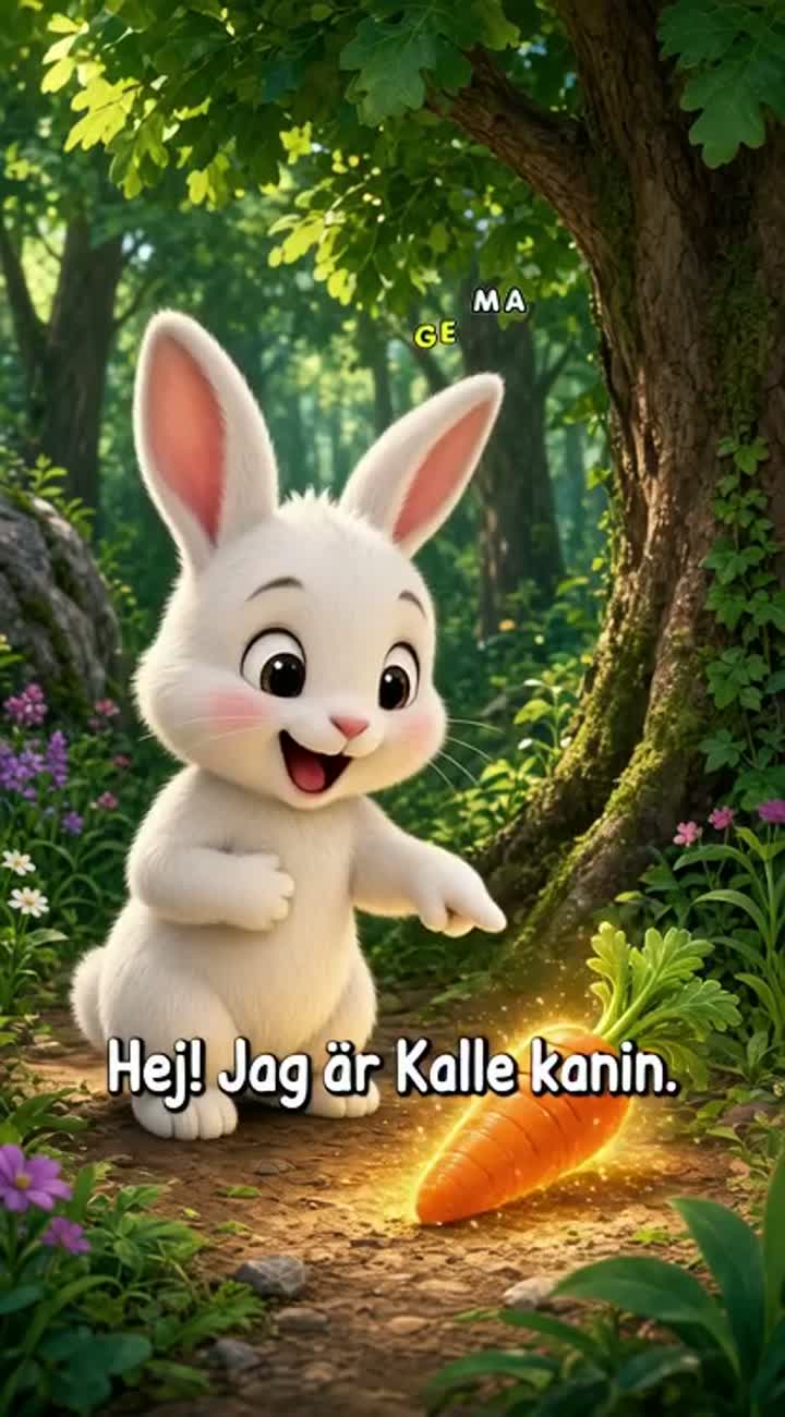 Skapa en 25 sekunder lång YouTube Short på svenska för små barn — AI cartoon