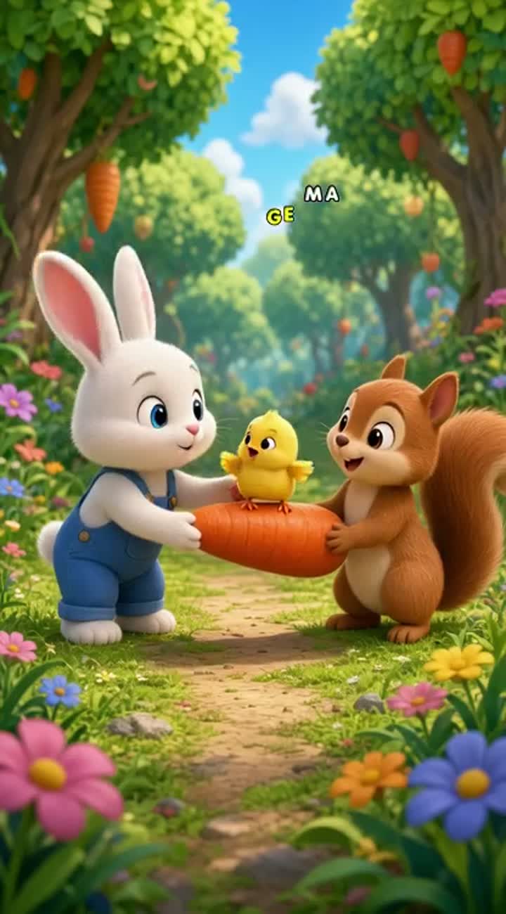 Colorful 3D cartoon for small children in a magical forest — AI cartoon