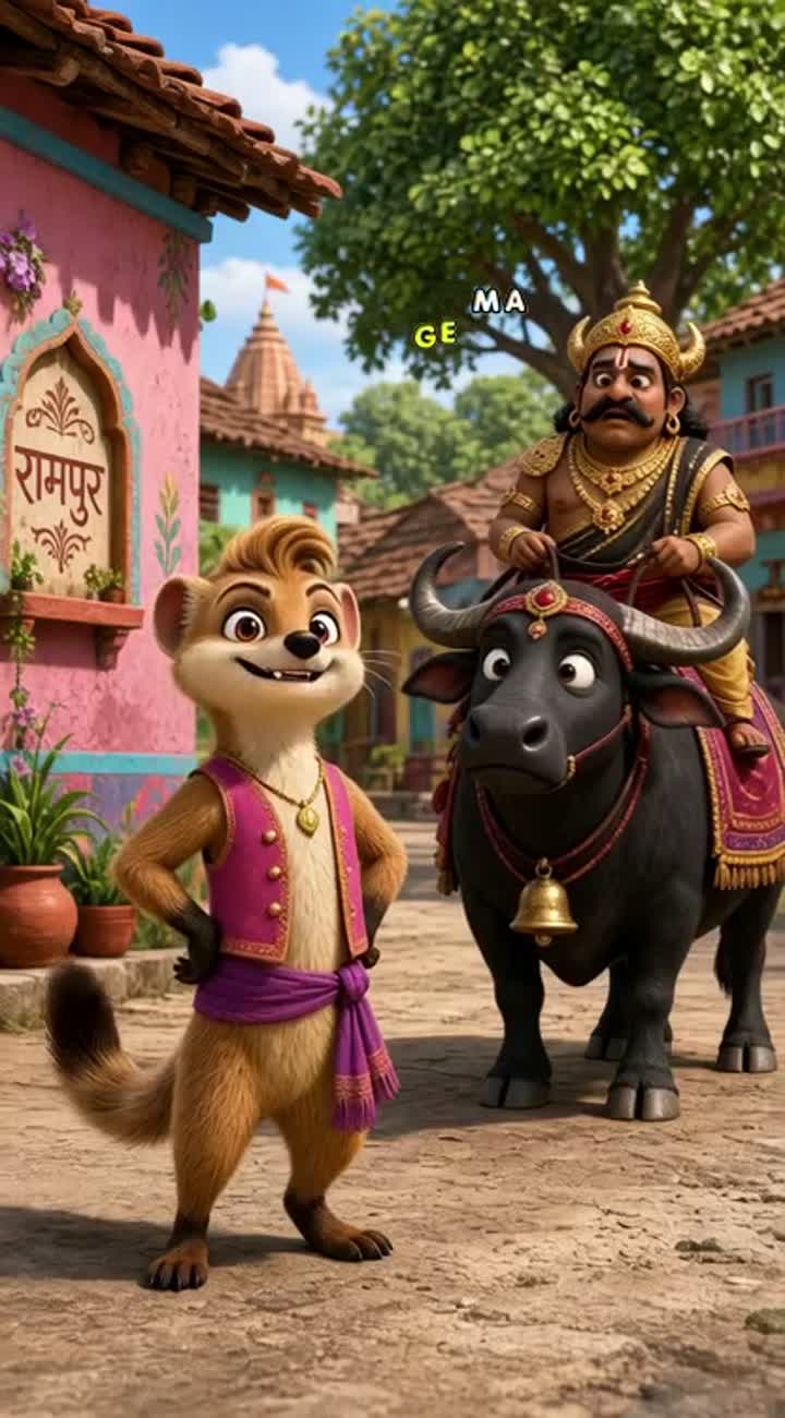 Smooth motion, exaggerated facial expressions, lively desi comedy… — AI cartoon