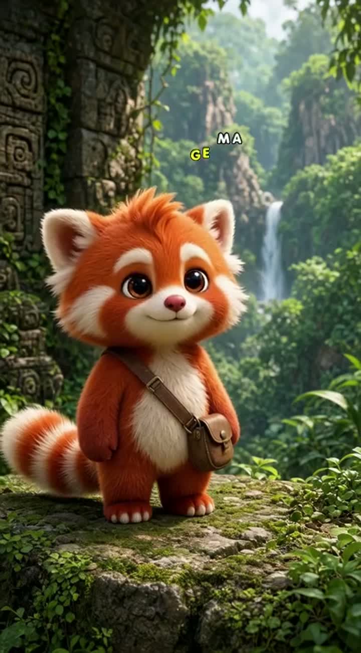 A tiny, adorable 3D animated red panda with soft… — AI cartoon