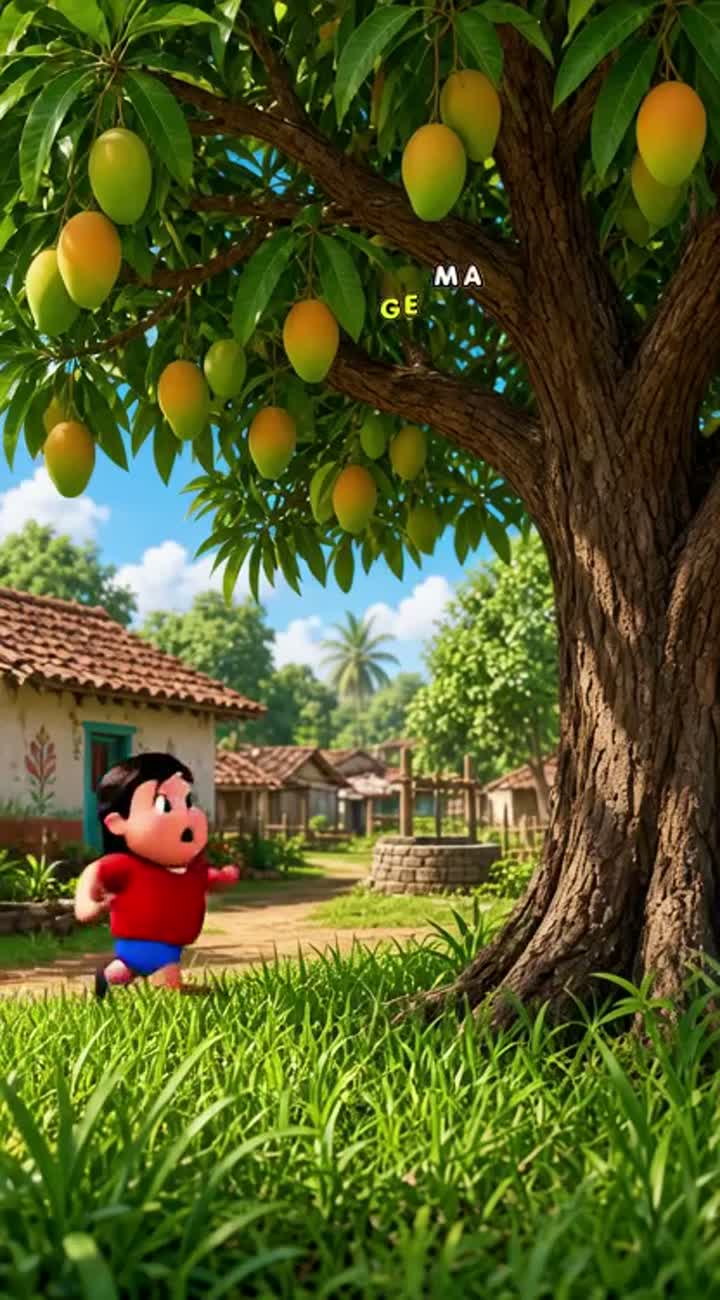 Vertical 3D animated comedy cartoon set in an Indian village — AI cartoon