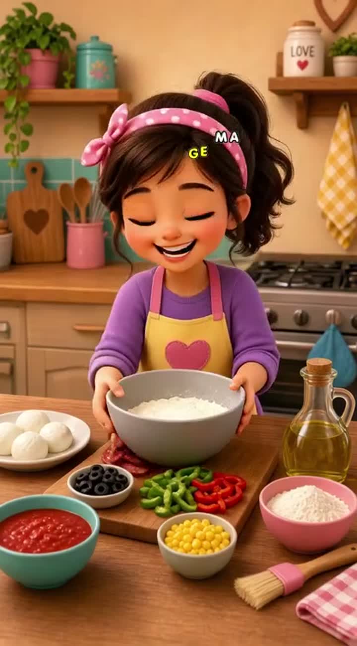 Short, continuous animated cartoon shot featuring a little girl… — AI cartoon