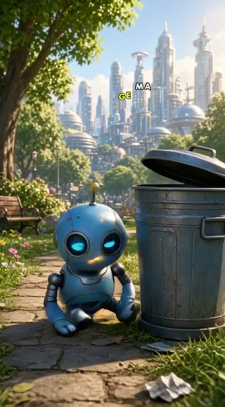 AI 3D Cartoon Short Film: The Tiny Robot Who Saved the City — AI cartoon
