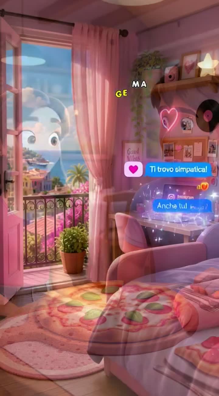 Cartone 3D: Chiara e Giacomo si conoscono su Instagram Direct… — AI cartoon