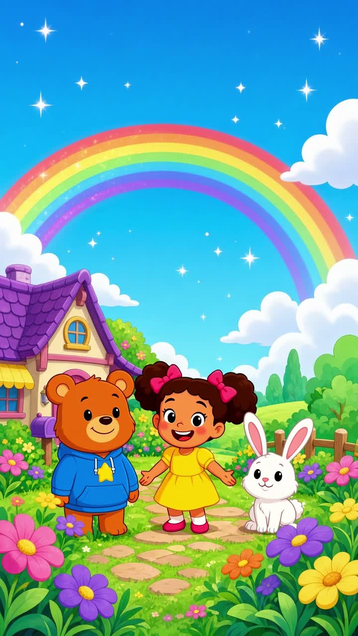 Vertical 9:16 2D animated cartoon for Tito & Luna Adventures — AI cartoon