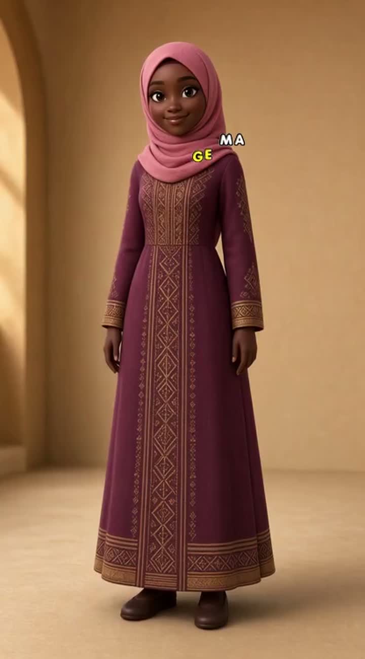 Original, beautiful 3D animated cartoon character named Amina… — AI cartoon