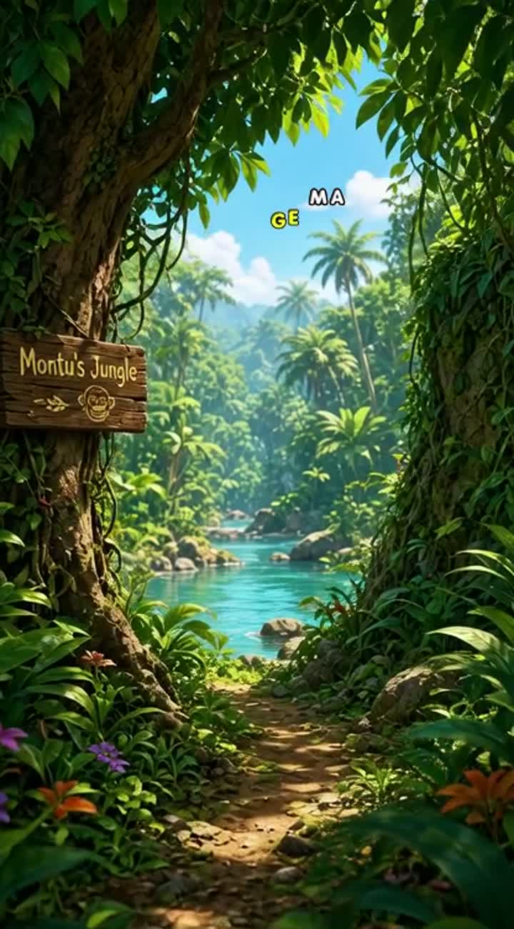 A mischievous monkey named Montu lives in a jungle — AI cartoon