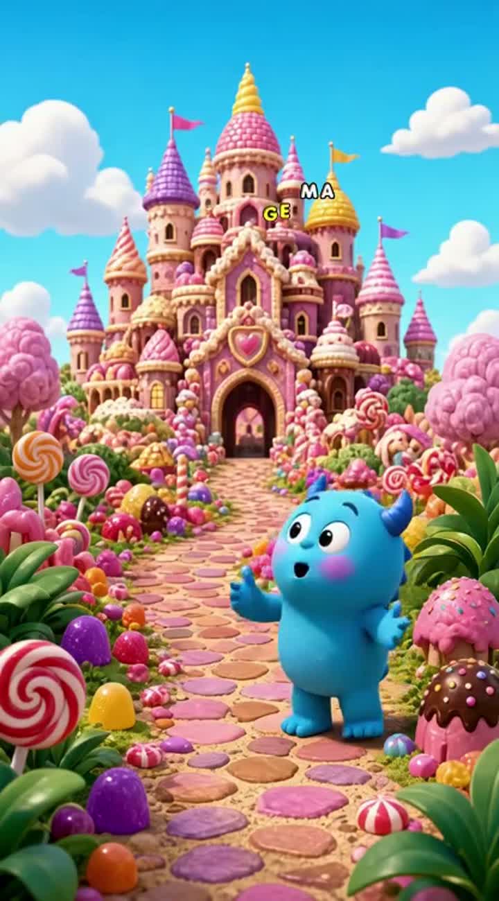 Funny 3D cartoon for children about a little blue monster… — AI cartoon