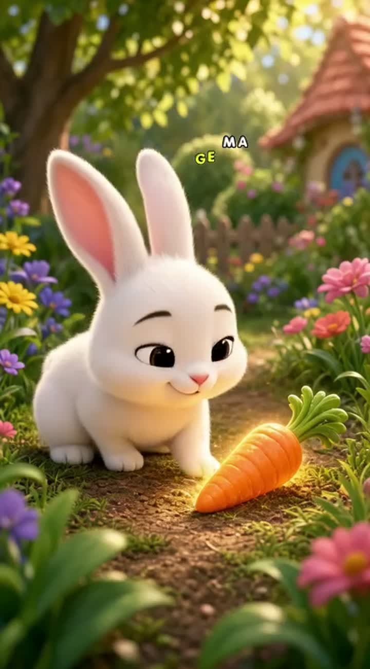 Vertical 9:16 animated children's short titled "The Bunny… — AI cartoon