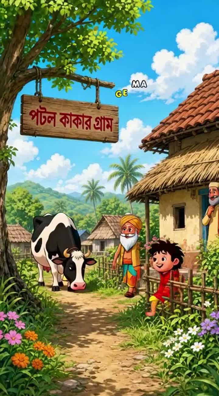 Short, continuous animated cartoon shot introducing the characters… — AI cartoon