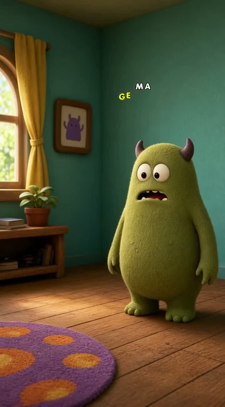 El monstruo que no sabe nada  — AI cartoon