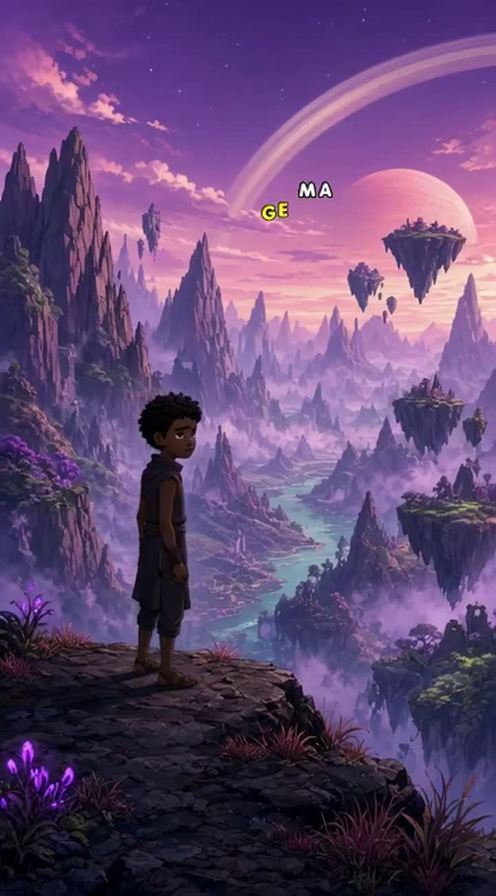 A black skinned kid experiencing life on a different planet after… — AI cartoon