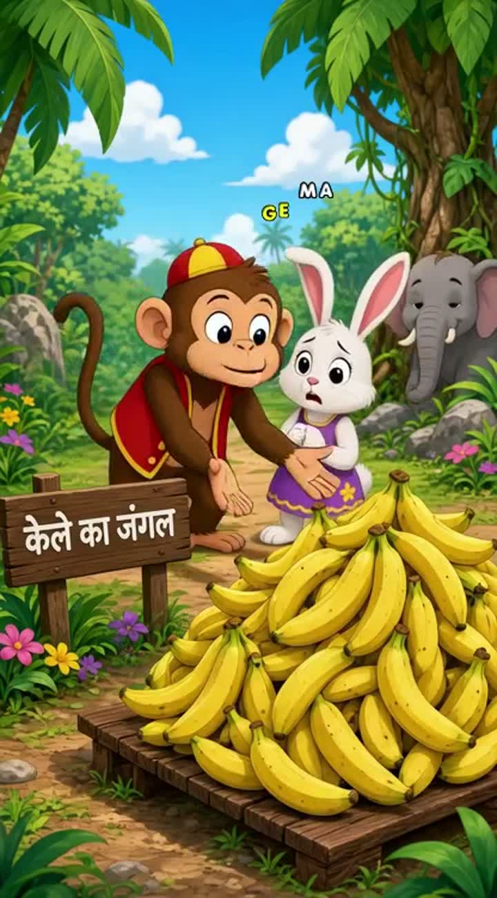 A monkey, rabbit, and elephant — AI cartoon