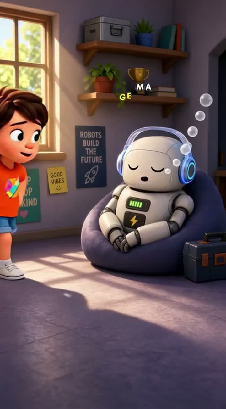 The Lazy Robot — AI cartoon