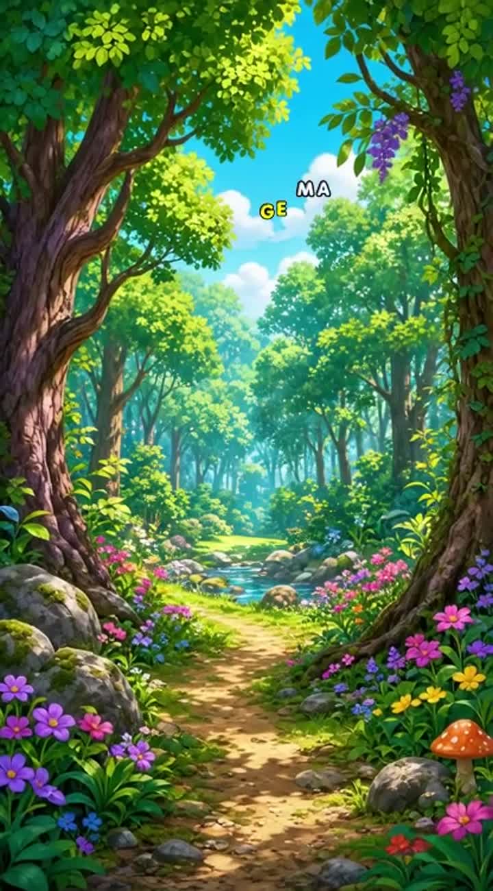 A vibrant, colourful cartoon animation set in a beautiful forest — AI cartoon