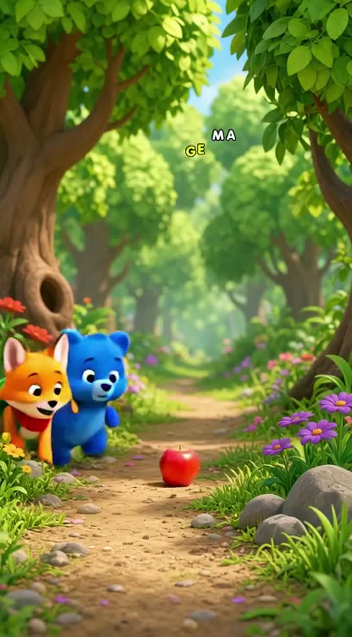 Lulu and Bibo and the Lost Apple — AI cartoon